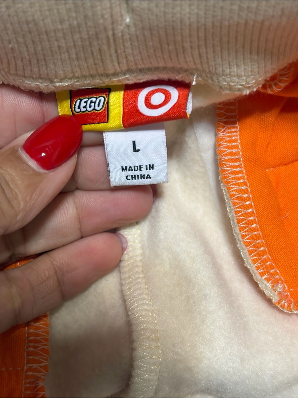 Lego Beige Sweatpants with Lavender Side Panels and Orange Drawcord - Picture 3 of 3